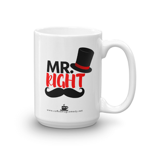 11 oz White Ceramic Mr.Right Coffee Mug